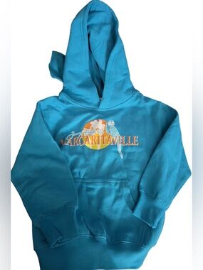 Margaritaville XS 5-6 Kids Sweatshirt Pullover Hooded Turquoise Blue Cotton Mix